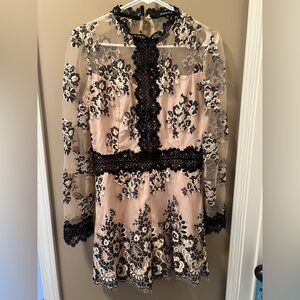 Strut & Bolt Black Floral Lace Romper Size Medium